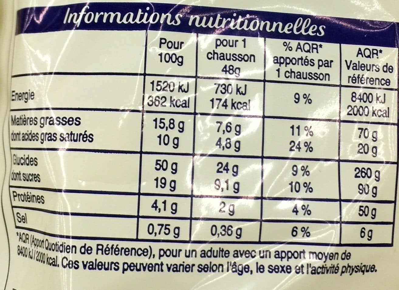 Brioche Pasquier 8 Chaussons Aux Pomme, Sachet De 385 Grammes, Marque Pasquier packshot