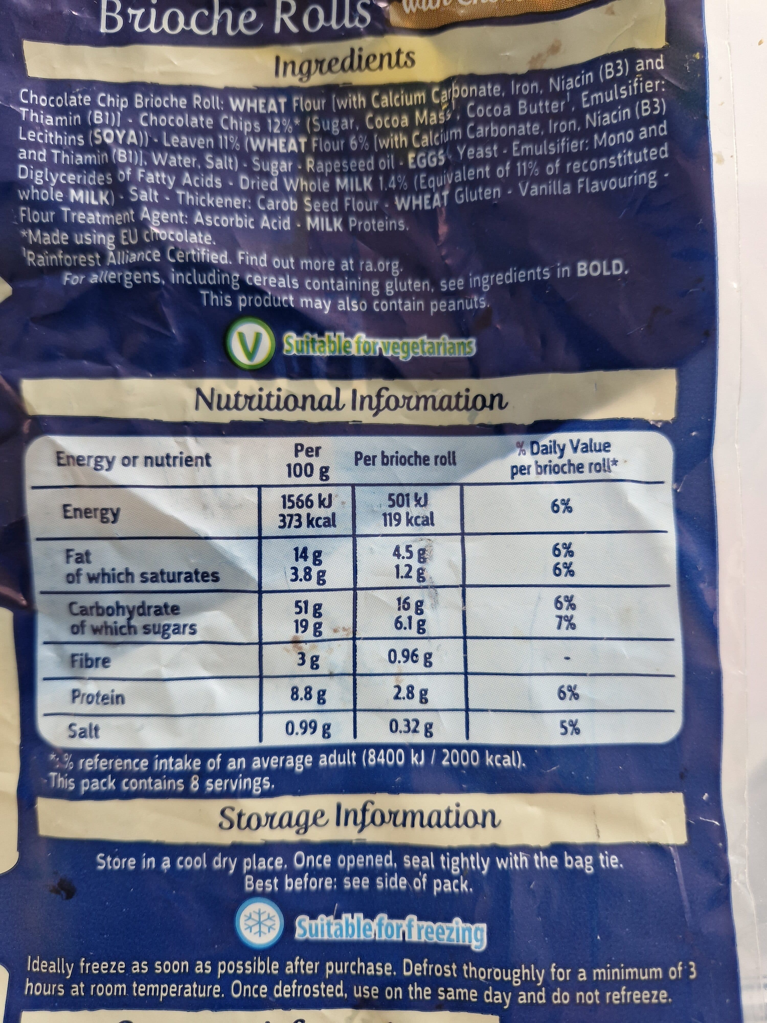 Brioche Pasquier Brioche Rolls Chocolate Chips x 8 packshot
