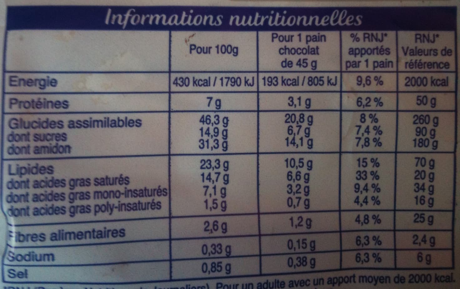 Brioche Pasquier Pains au Chocolat (x 8) au levain 360 g - Brioche Pasquier packshot