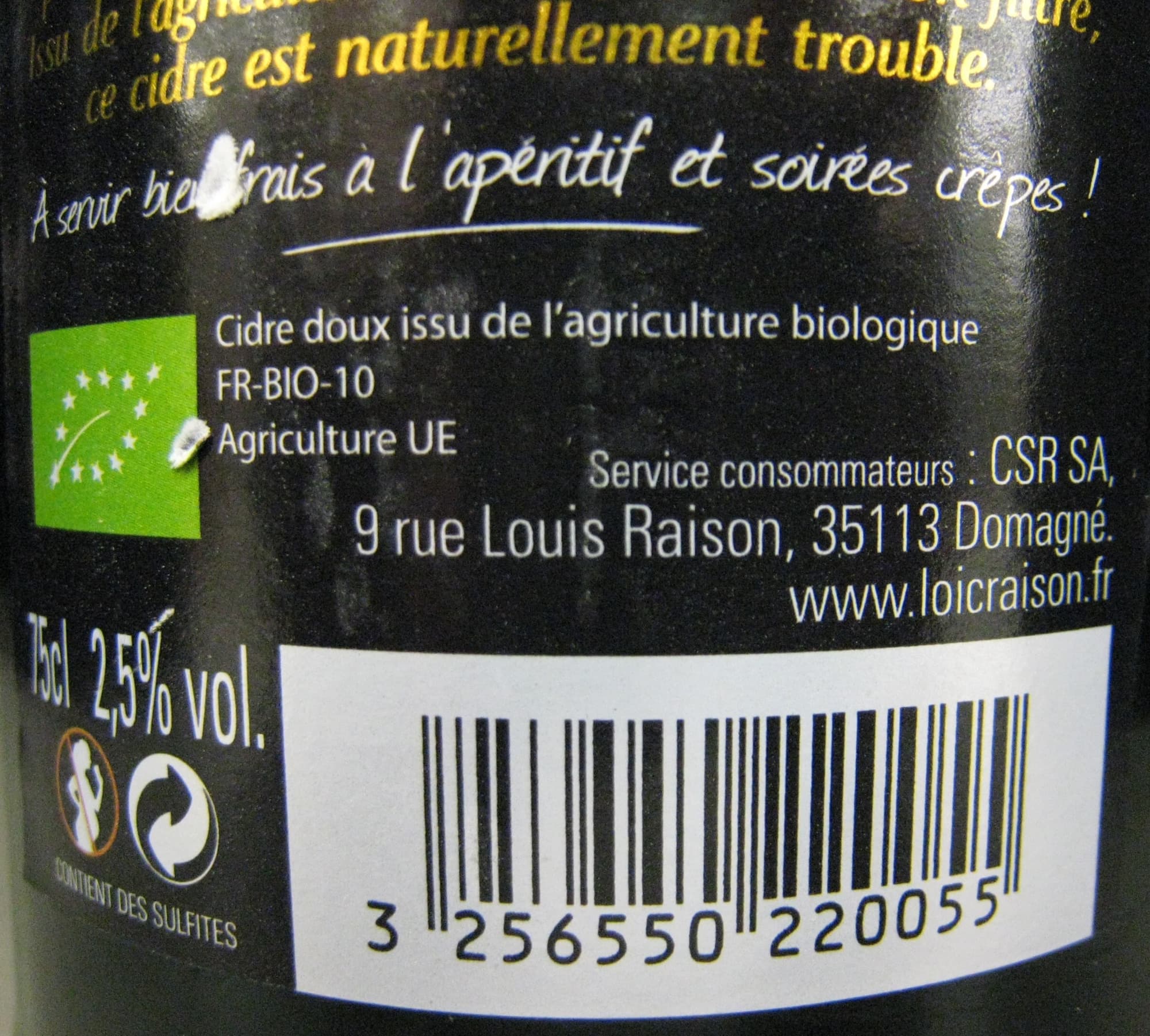 Loïc Raison Cidre Breton Bio doux Loïc Raison packshot