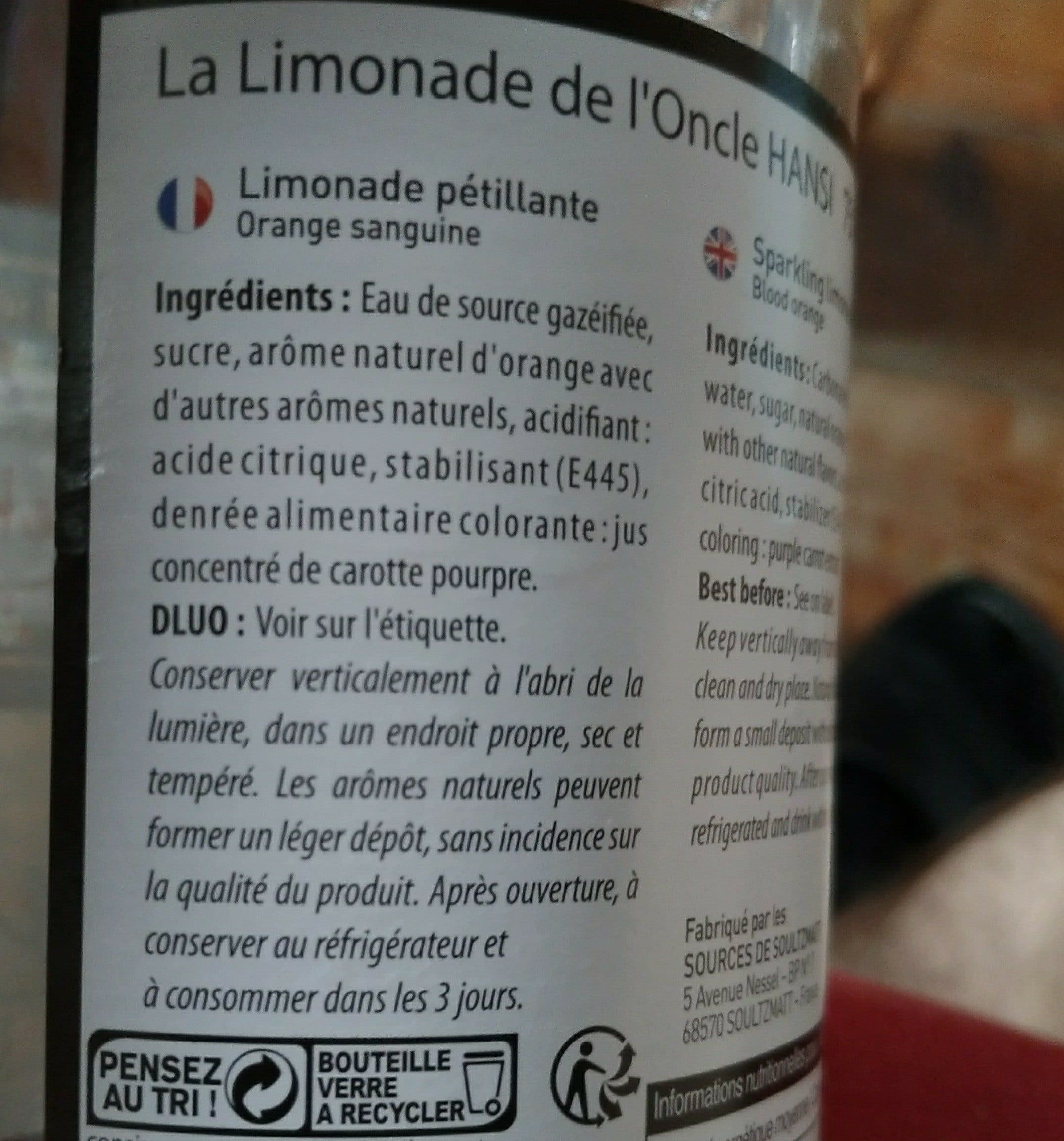 L'oncle HANSI Limonade Orange Sanguine packshot