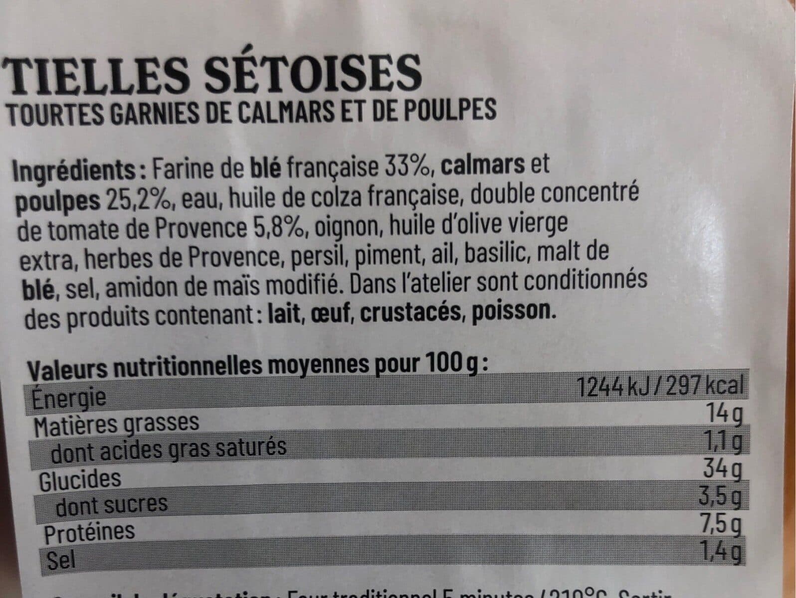 Coudene Tielles sétoises calamaras, tomates packshot