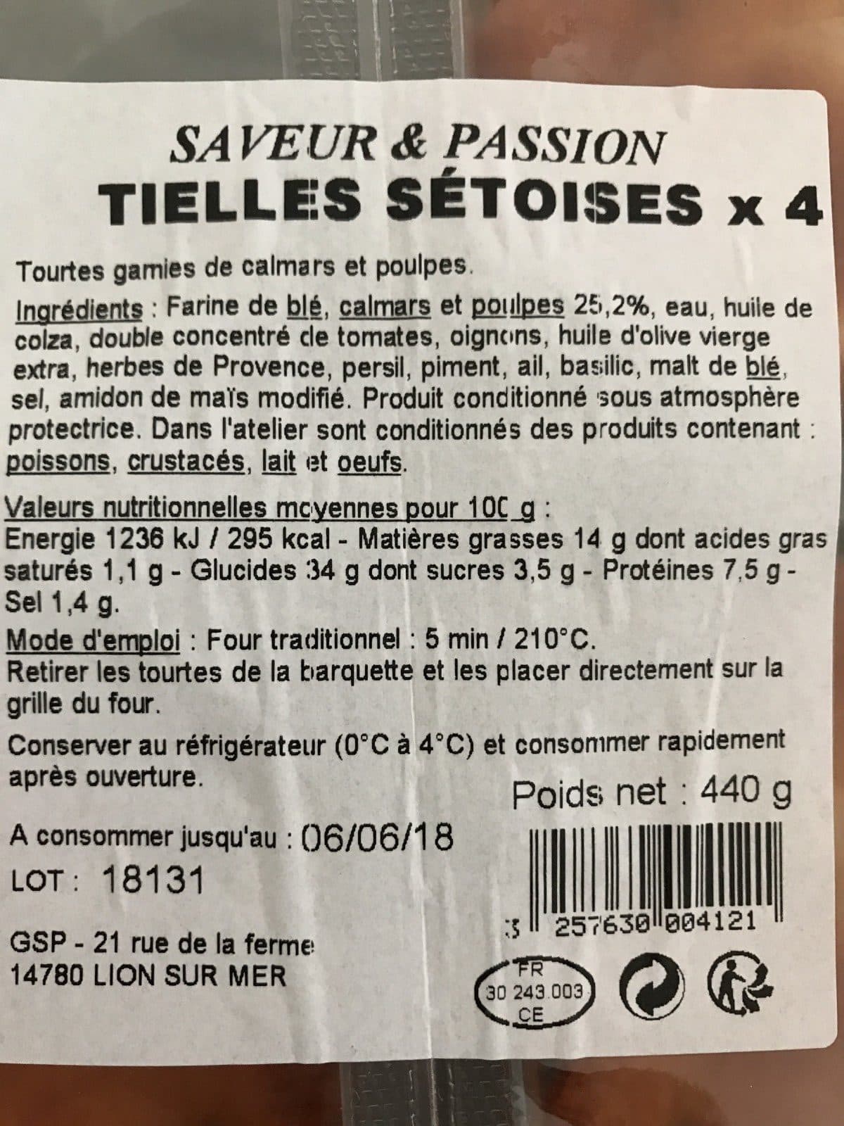 Saveur & Passion Tielles setoise packshot
