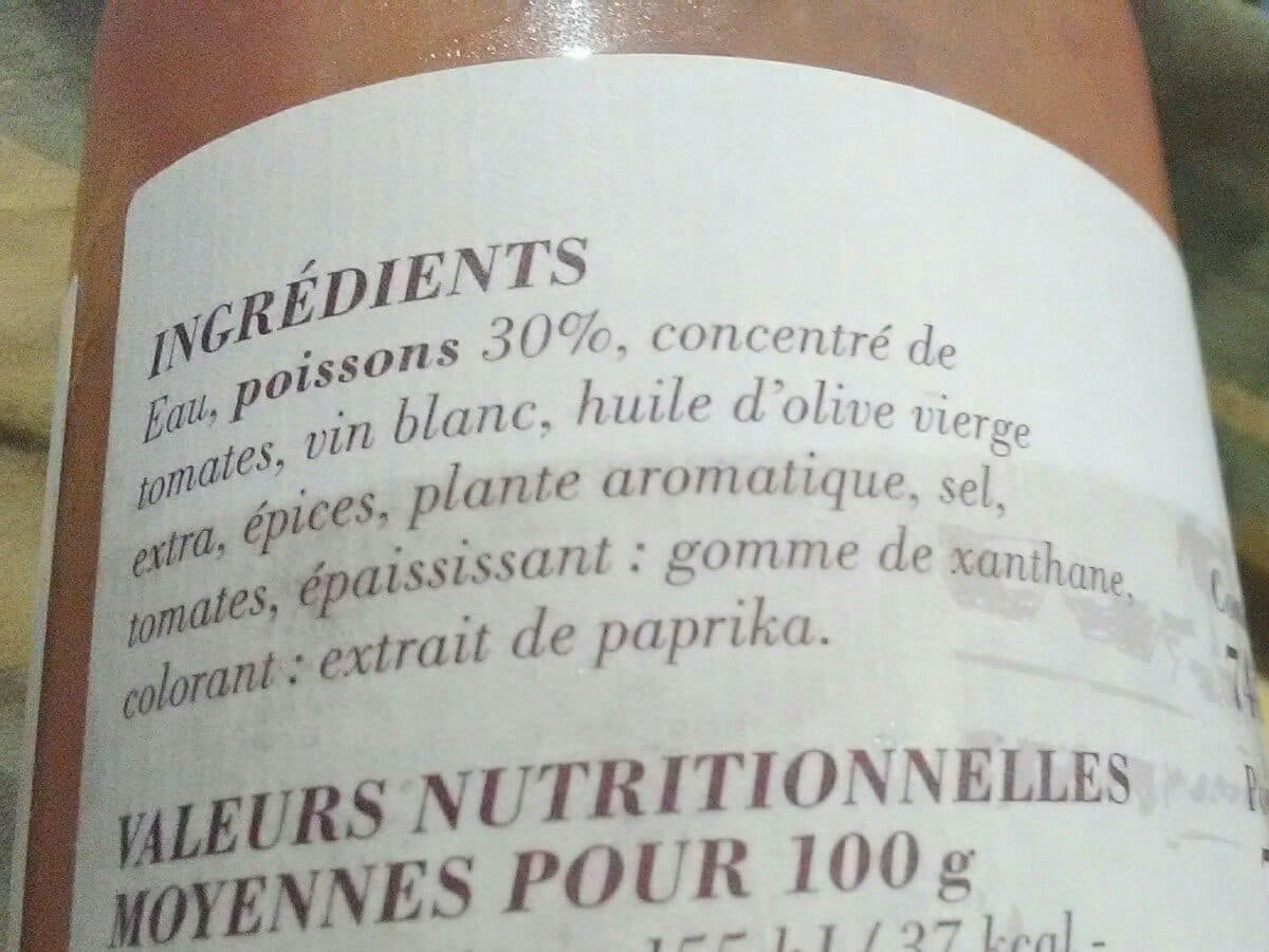 Open Food Facts Soupe de poisson à la sétoise packshot