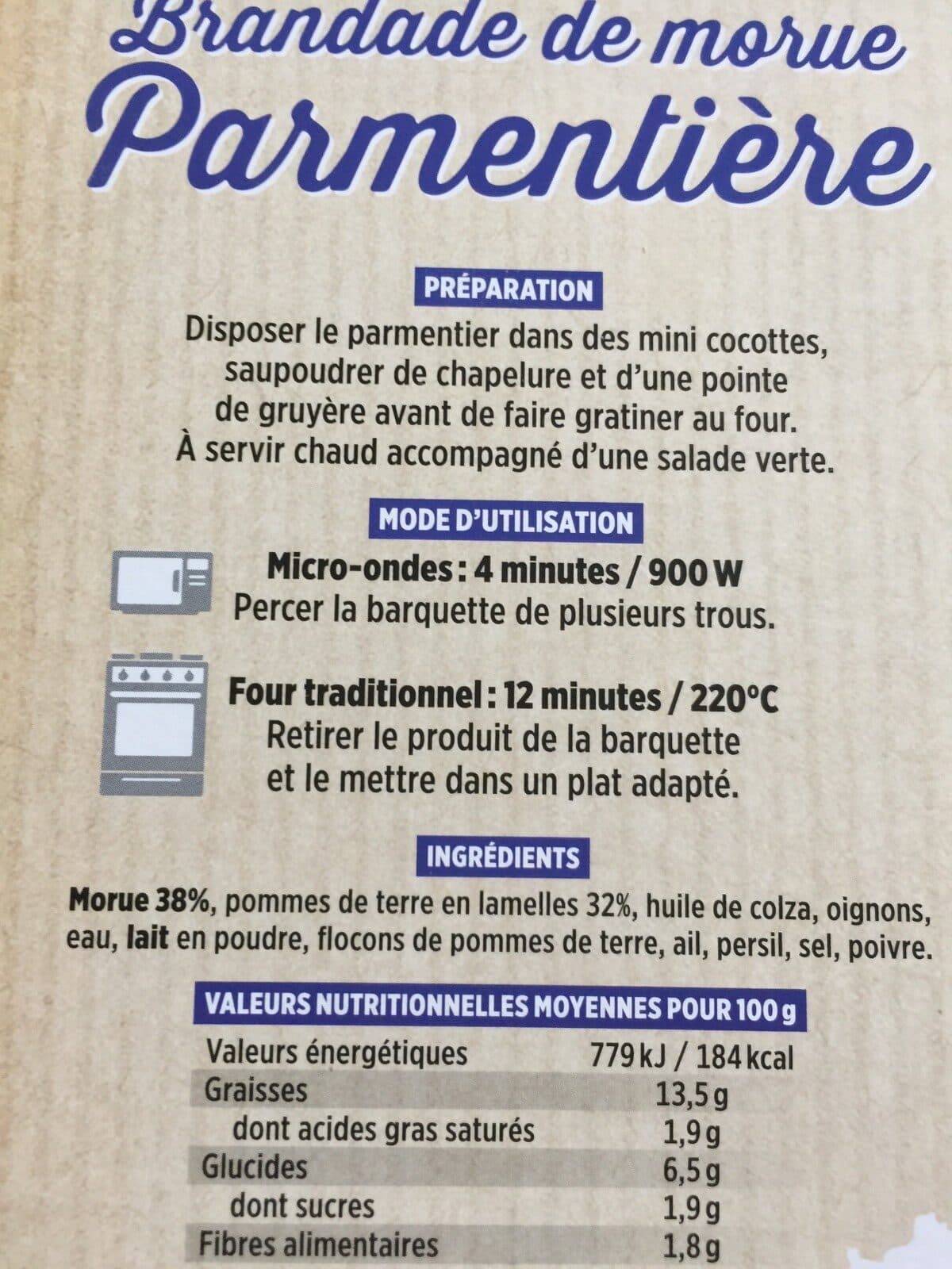 Open Food Facts Brandade de morue parmentiere packshot
