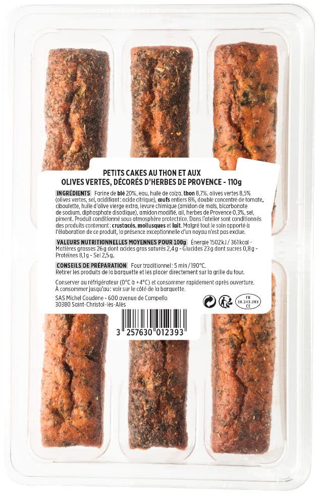 Coudène Petits cakes thon et olives vertes Coudène packshot