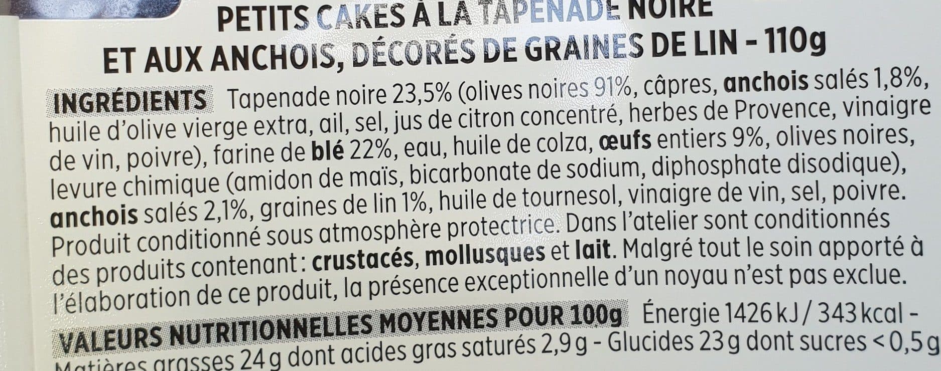 Open Food Facts Petits cakes anchois et tapenade noire packshot