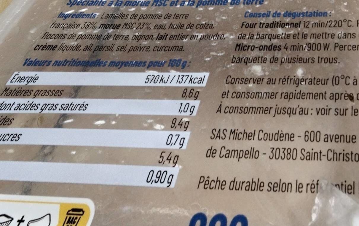 Coudène Brandade de morue parmentière packshot
