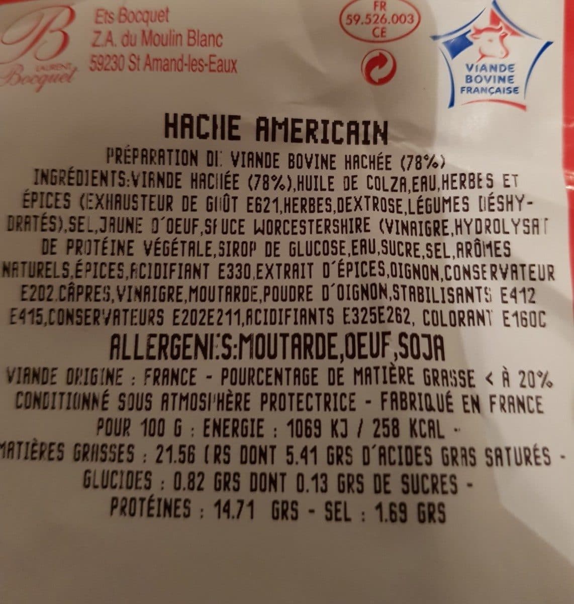 Open Food Facts Hache américain packshot