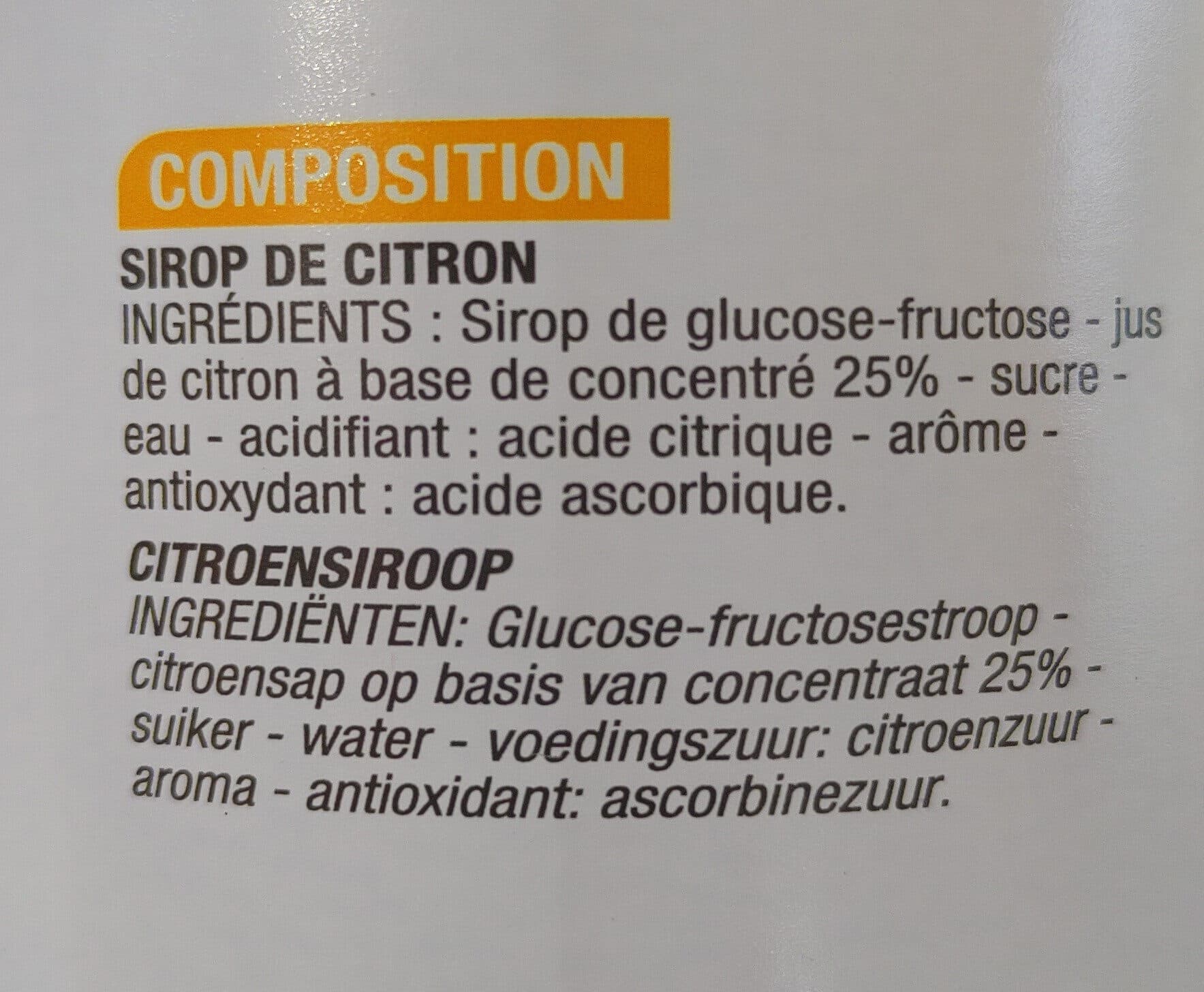 Cora Sirop de citron packshot