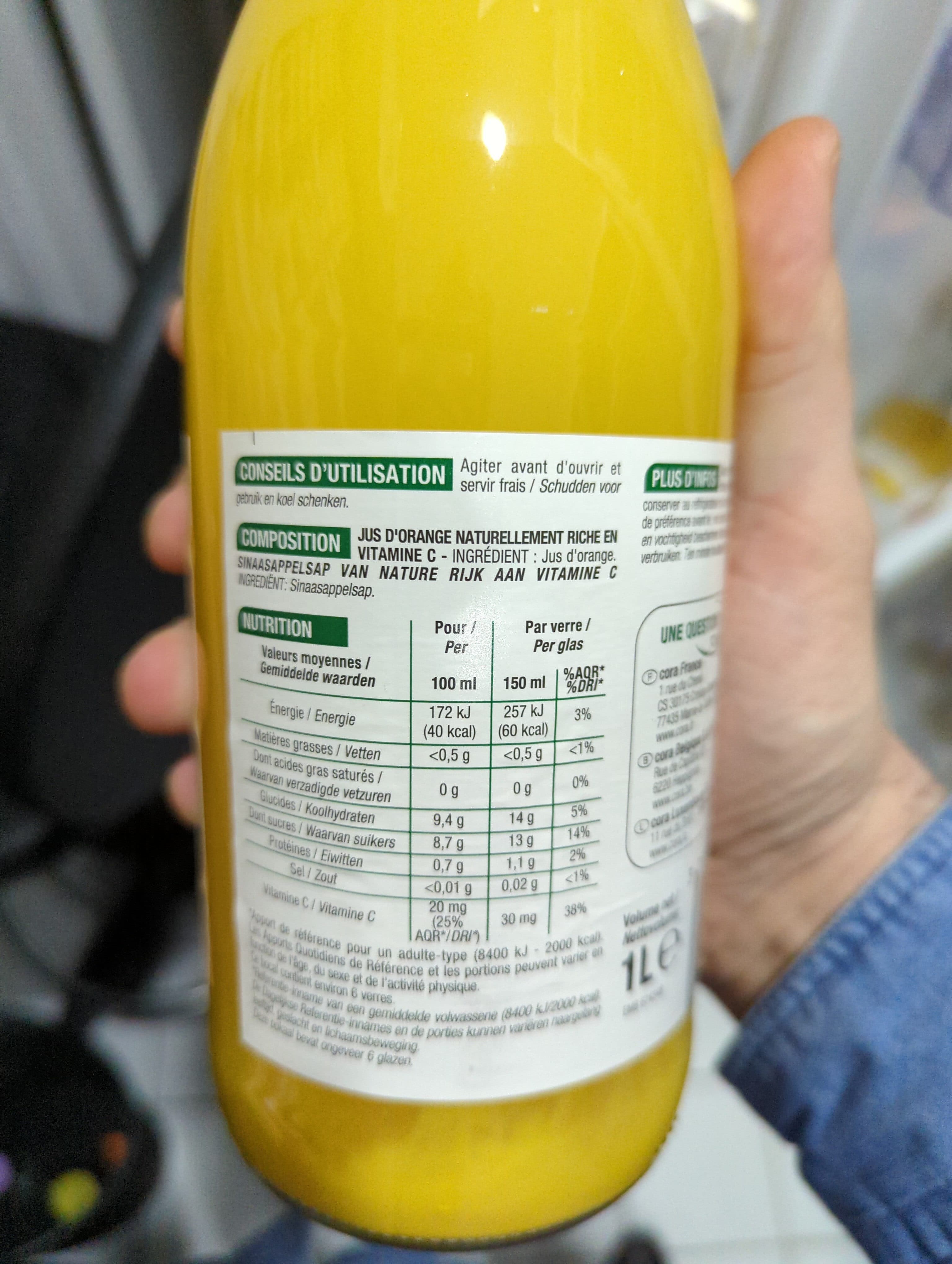 Cora Jus D'orange 1 Litre packshot