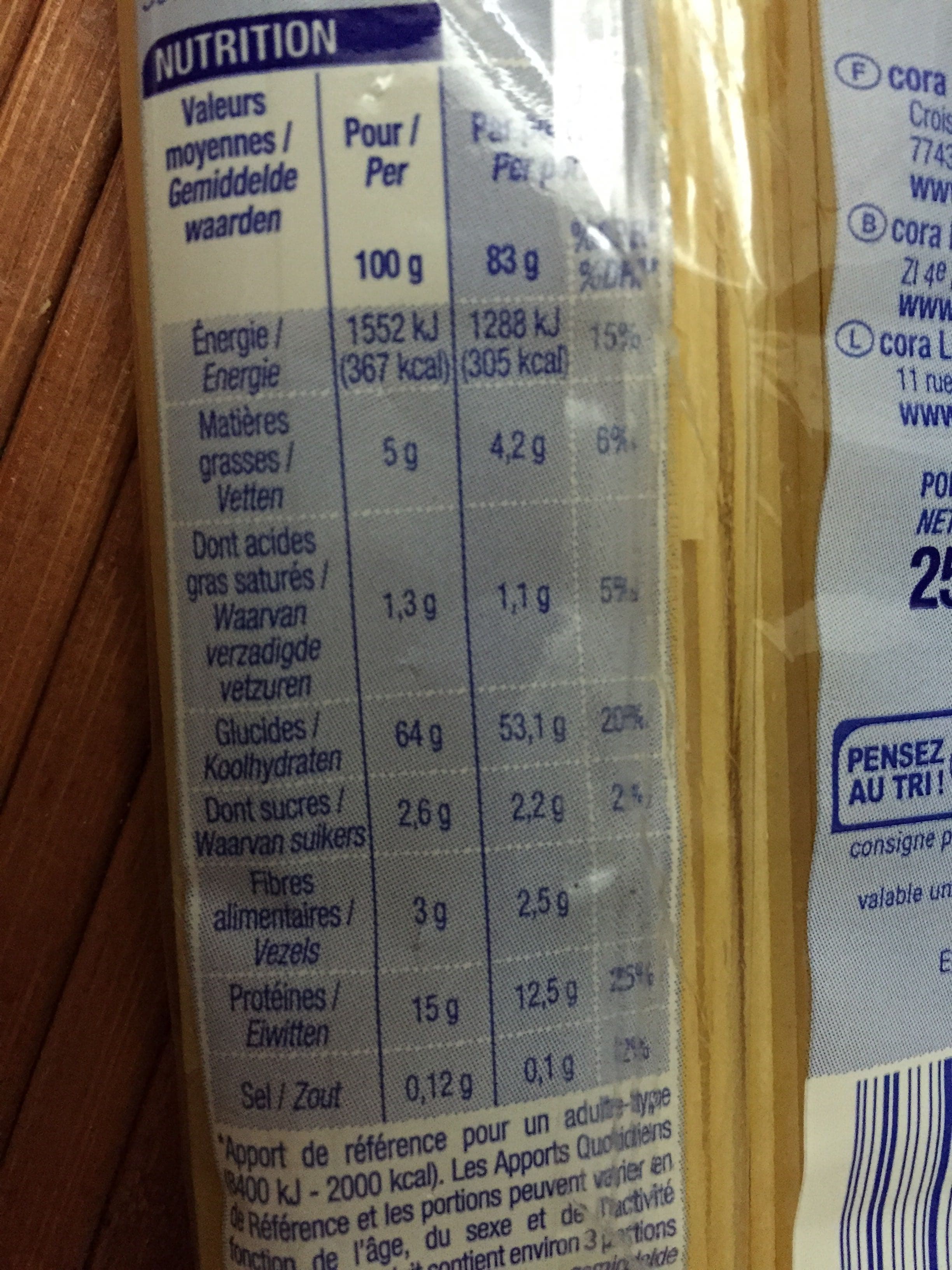 Cora Pâtes d'Alsace, Spaghetti packshot