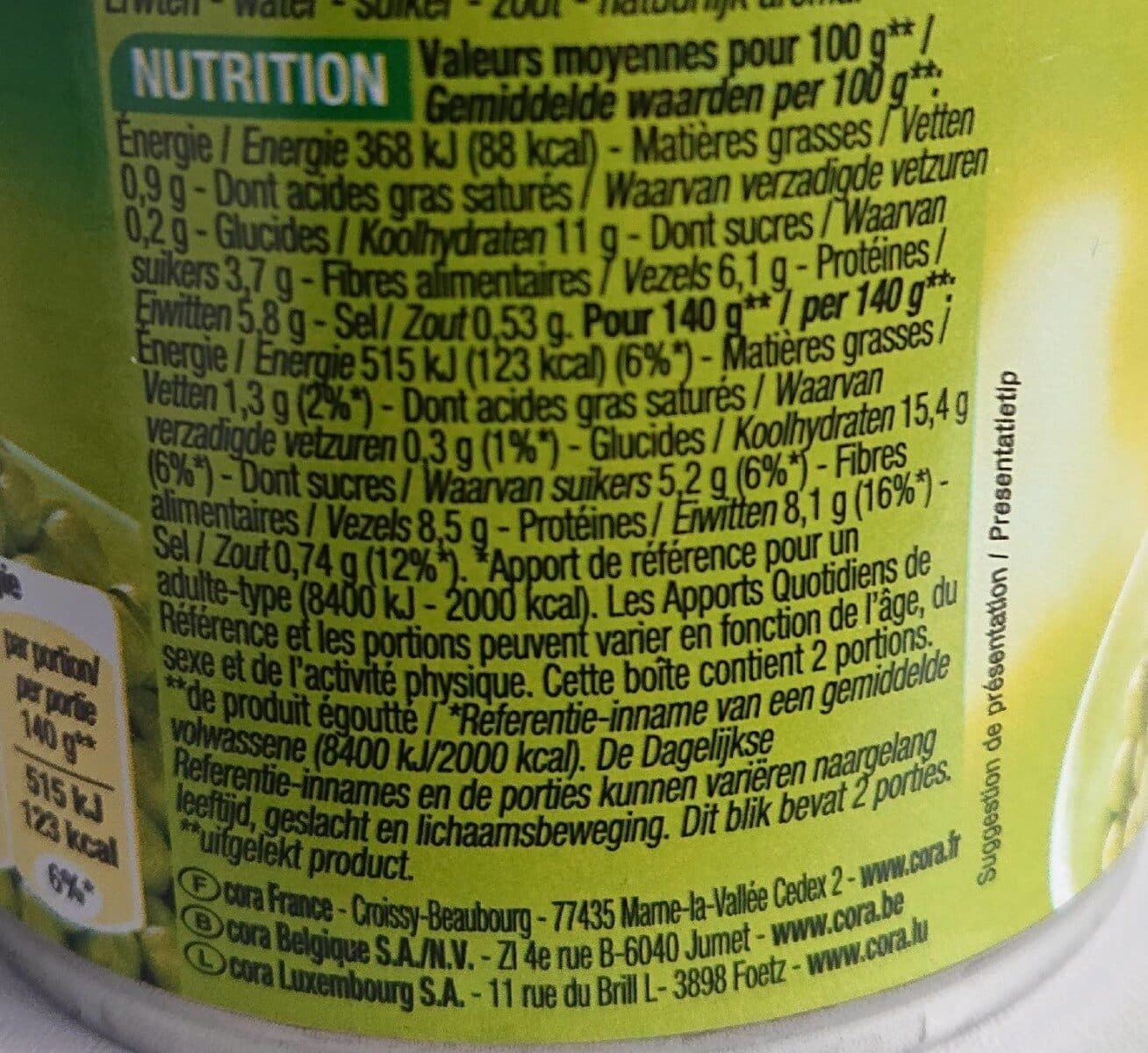 Cora Petits pois à l'étuvée packshot