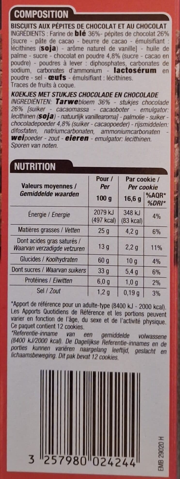 Cora Cookies pépites de chocolat packshot