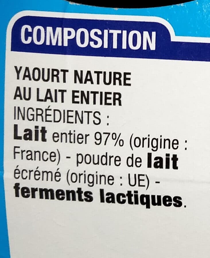 Cora Yaourt Nature Au Lait Entier packshot