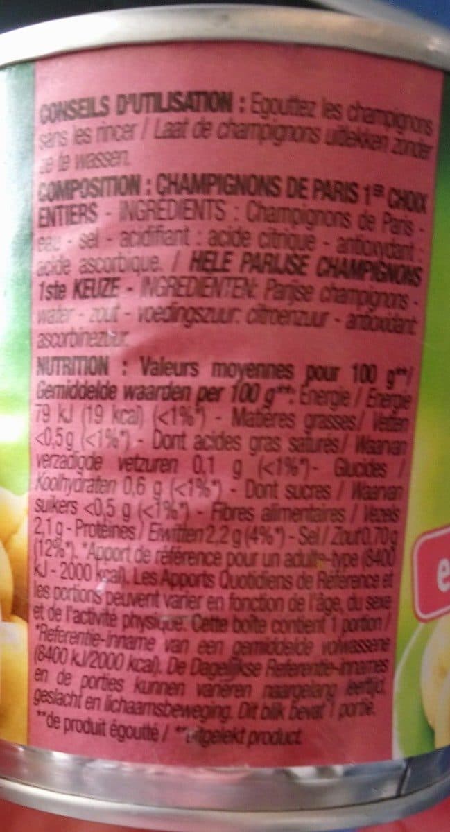 Cora Champignons de Paris 1er choix packshot