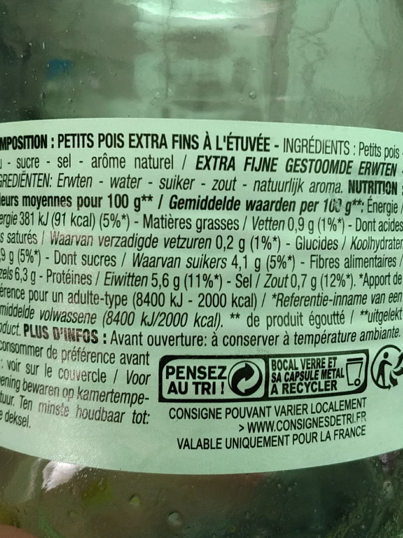Cora Petits Pois Extra Fins, Bocal De 420 Grammes, Marque Cora packshot