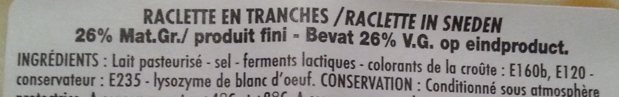 Cora Raclette (28 % MG) en tranches packshot