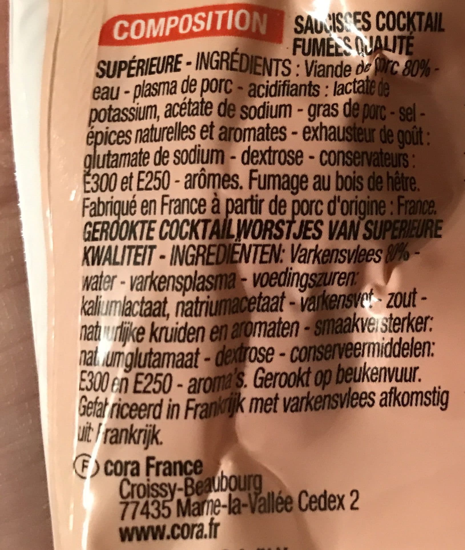 Cora Saucisses Cocktail Pur Porc packshot
