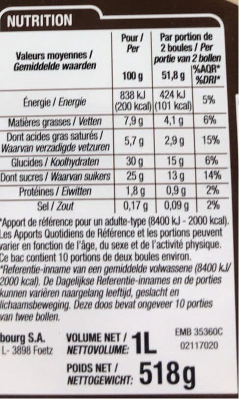 Cora Crème Glacée, Café, 1 Litre, Marque Cora packshot