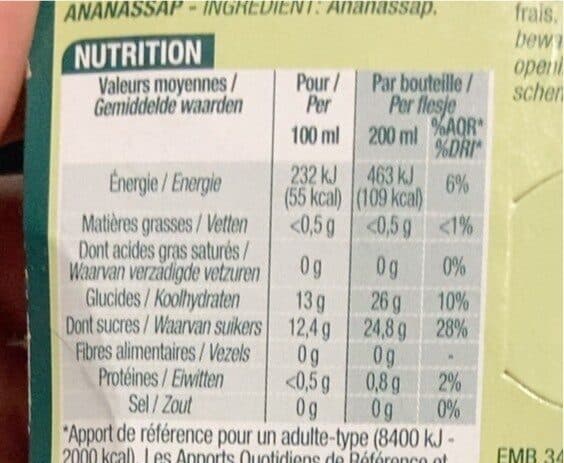 Cora 100% Pur jus d'ananas packshot