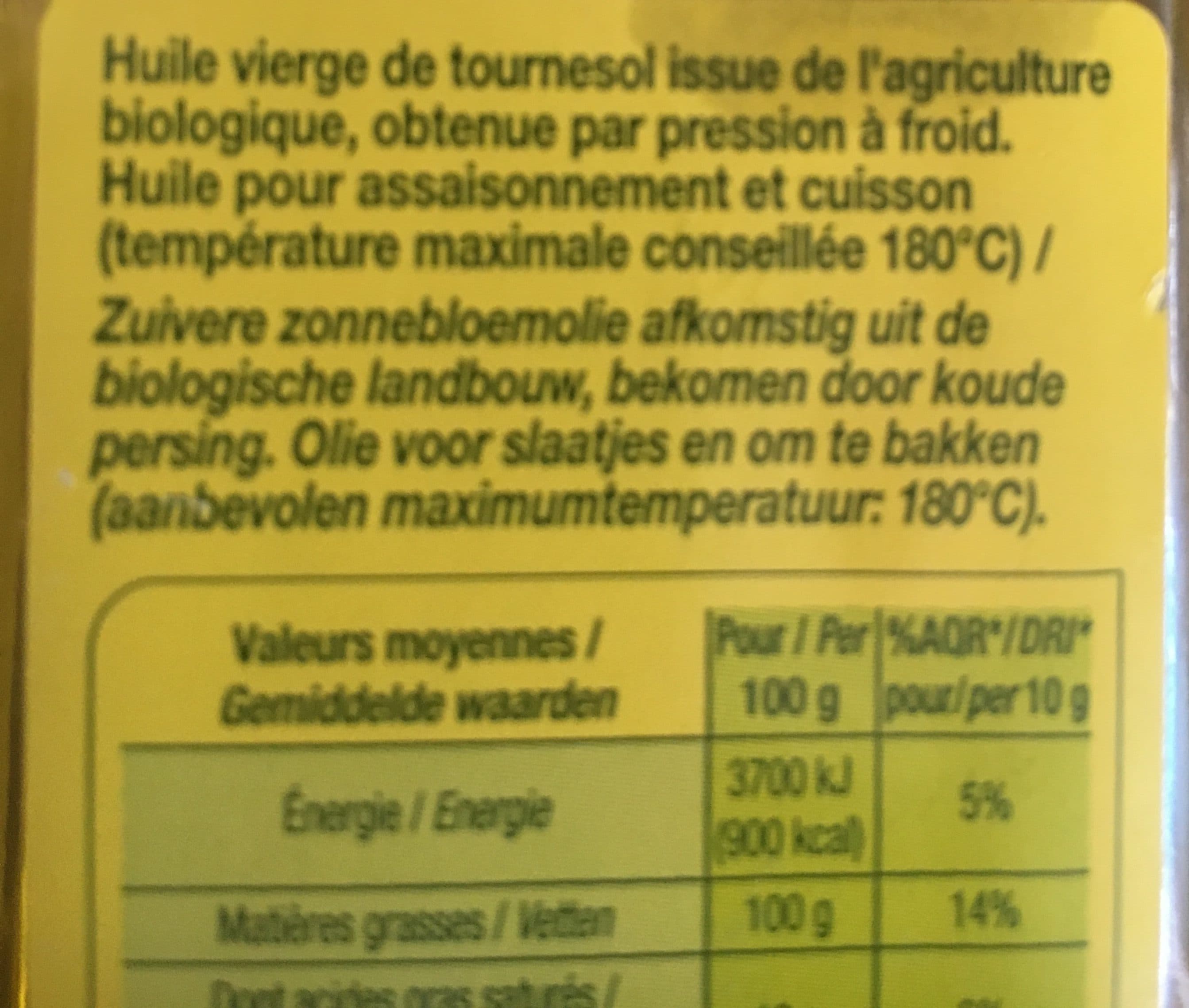 Nature Bio Huile Vierge De Tournesol - Derniers Stocks packshot