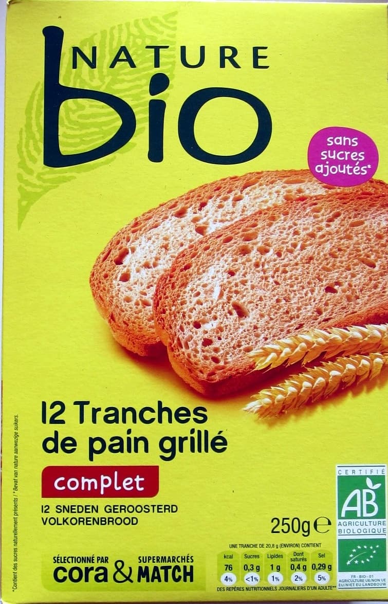 Cora 12 tranches de pain grillé complet packshot