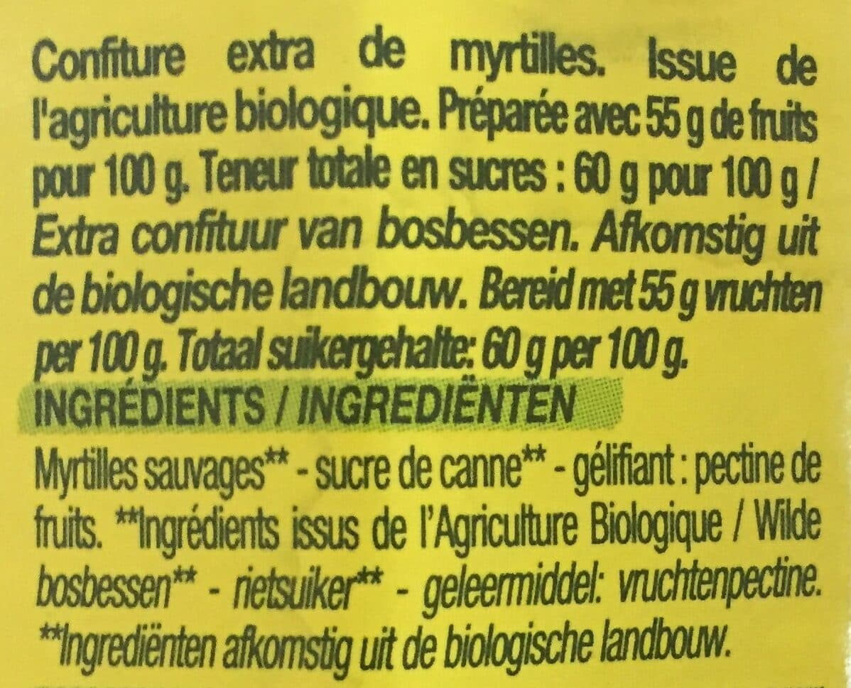 Nature bio Confiture Extra Myrtille - Derniers Stocks packshot