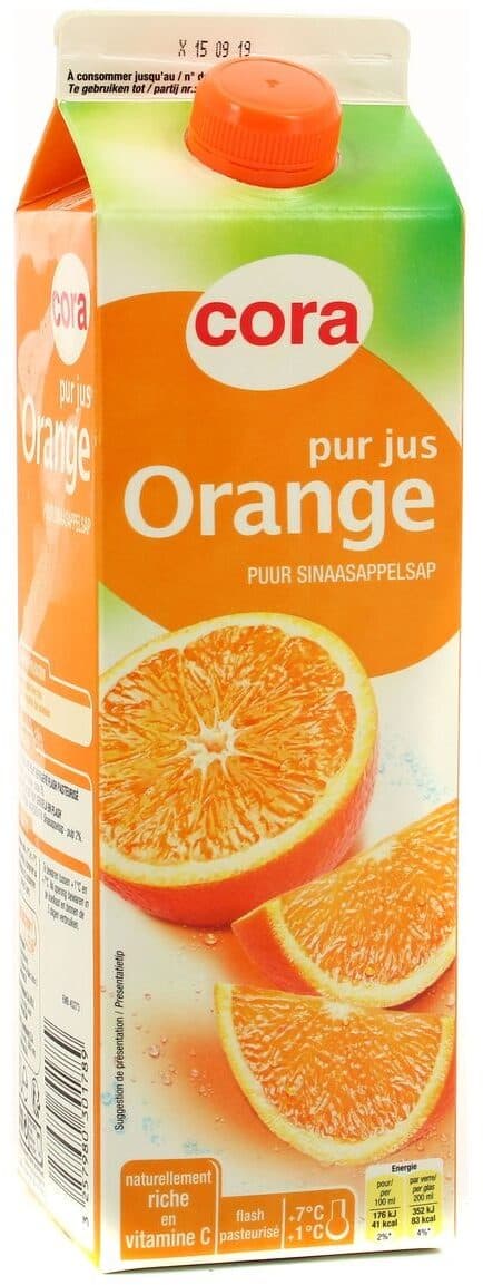 cora pur jus orange avec pulpe packshot