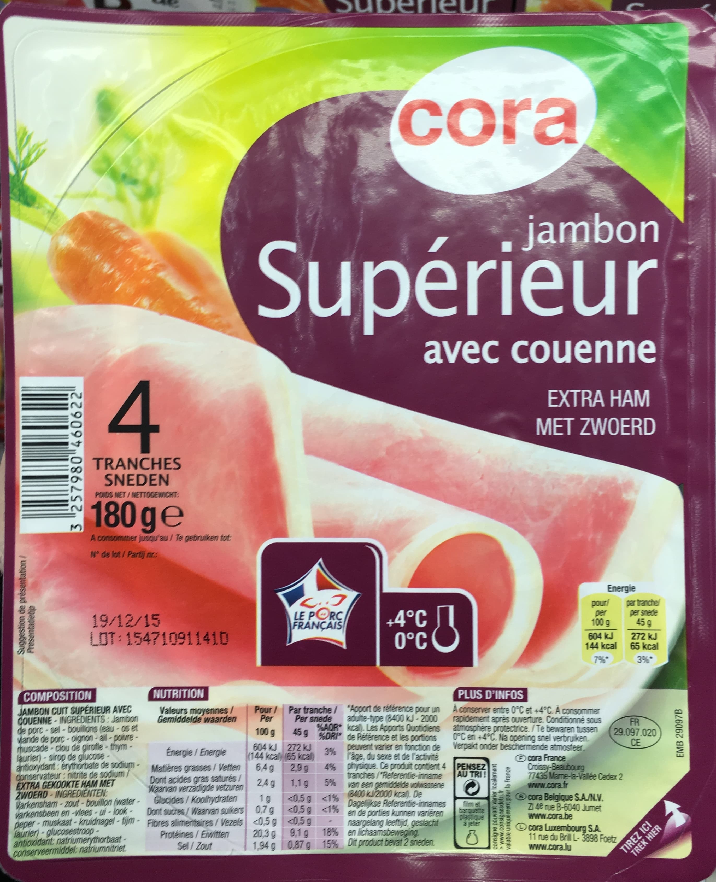 Cora Jambon supérieur avec couenne packshot