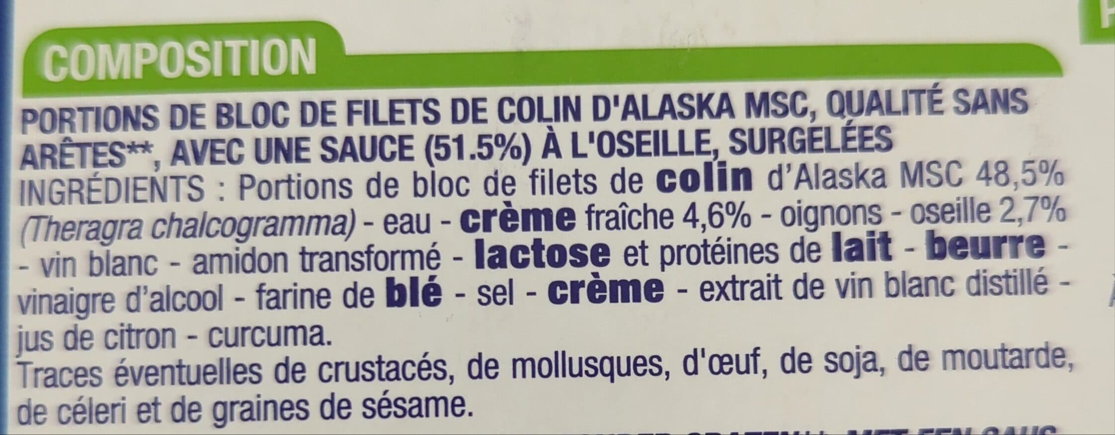 Cora Colin d'alaska sauce Oseille CORA packshot