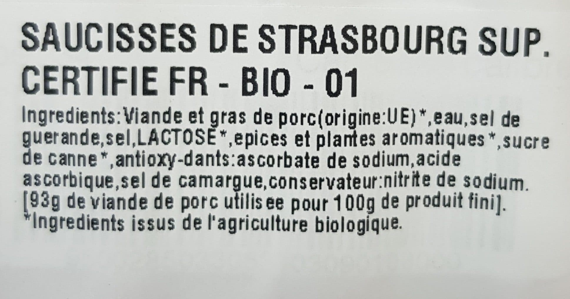 Nature Bio Saucisse de Strasbourg packshot