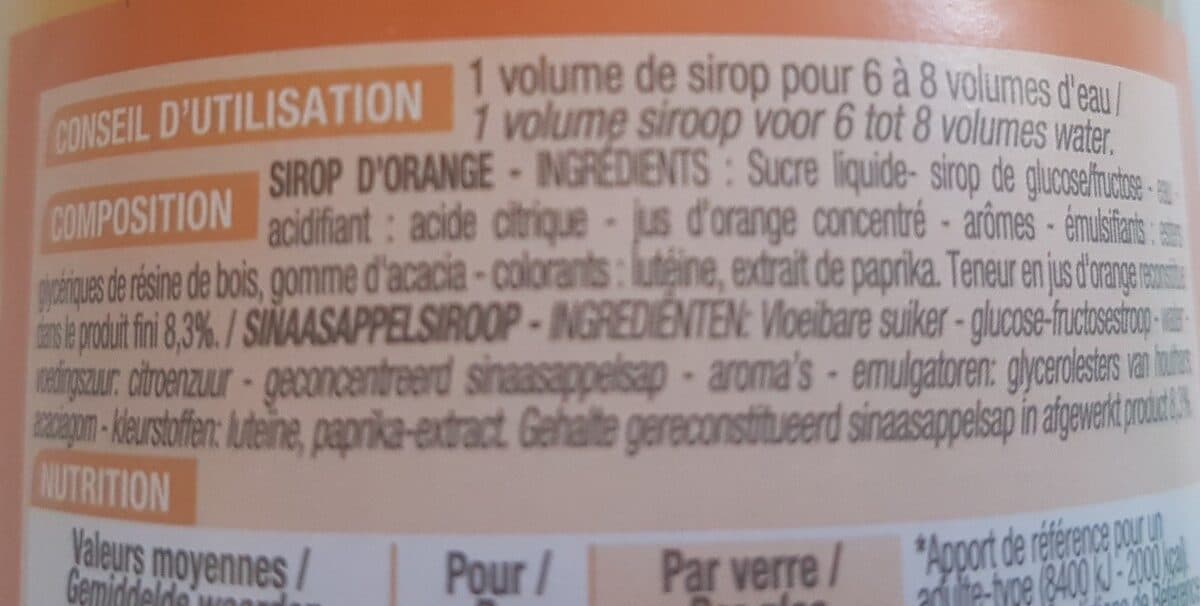 Cora Sirop d'orange packshot