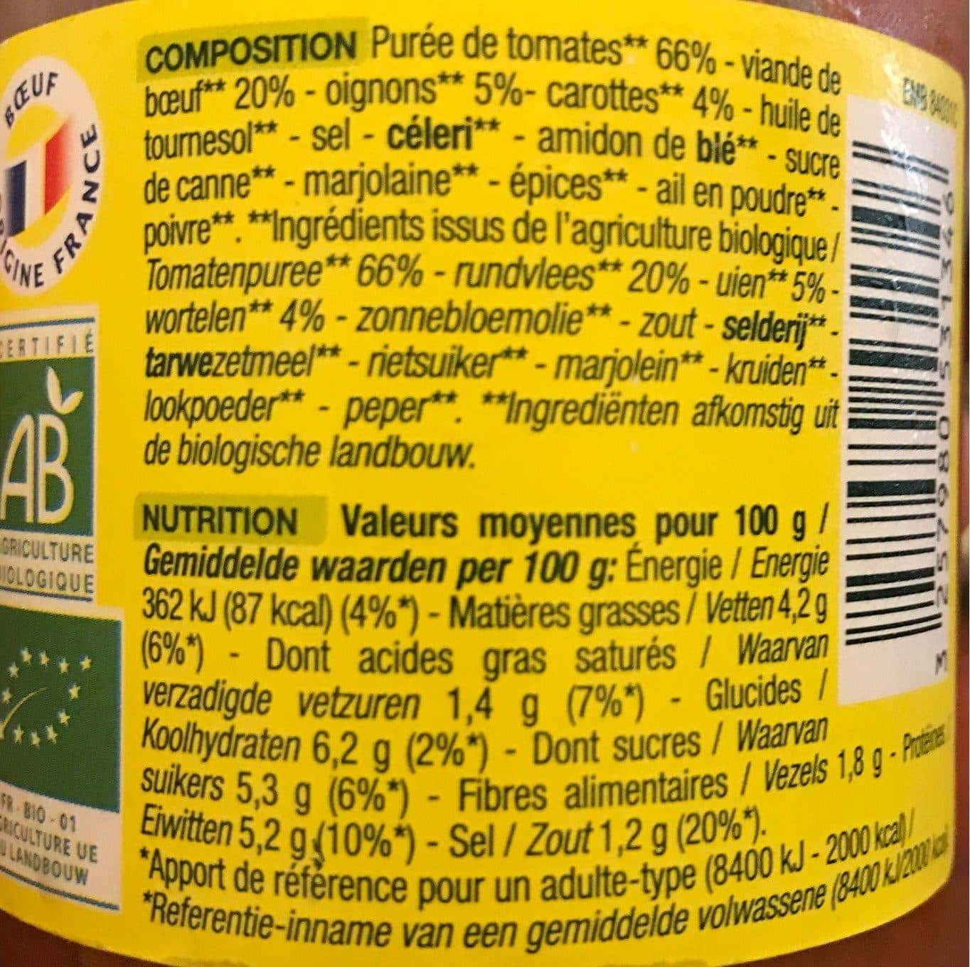 Nature bio Sauce Tomate Bolognaise - Derniers Stocks packshot