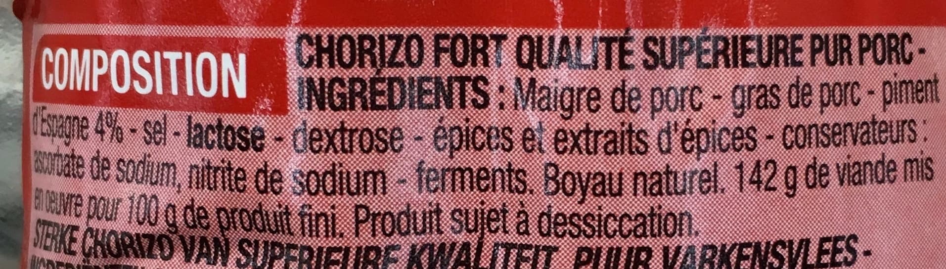 Cora Chorizo fort qualité supérieure aux piments d'Espagne packshot