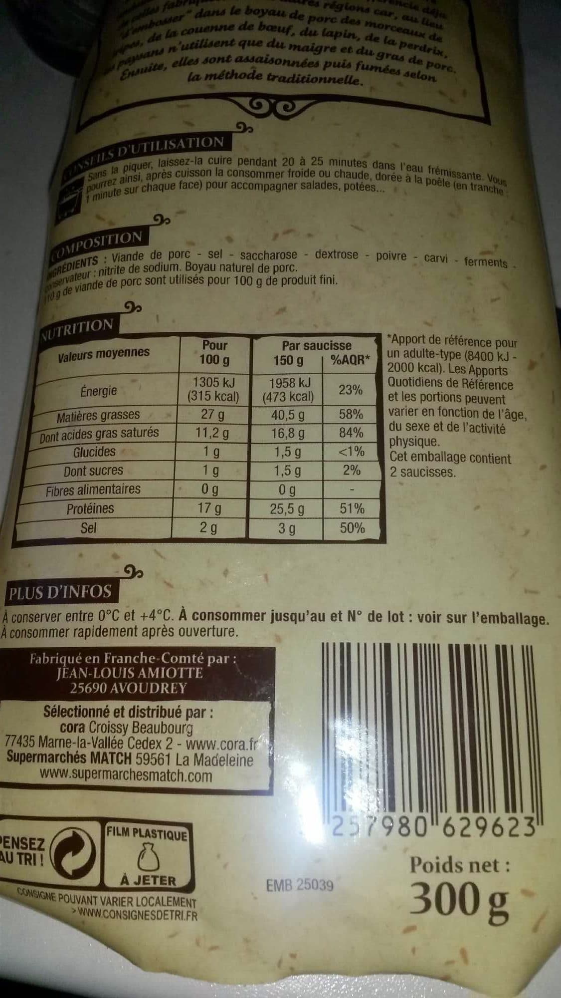 Cora Saucisse de Montbéliard packshot