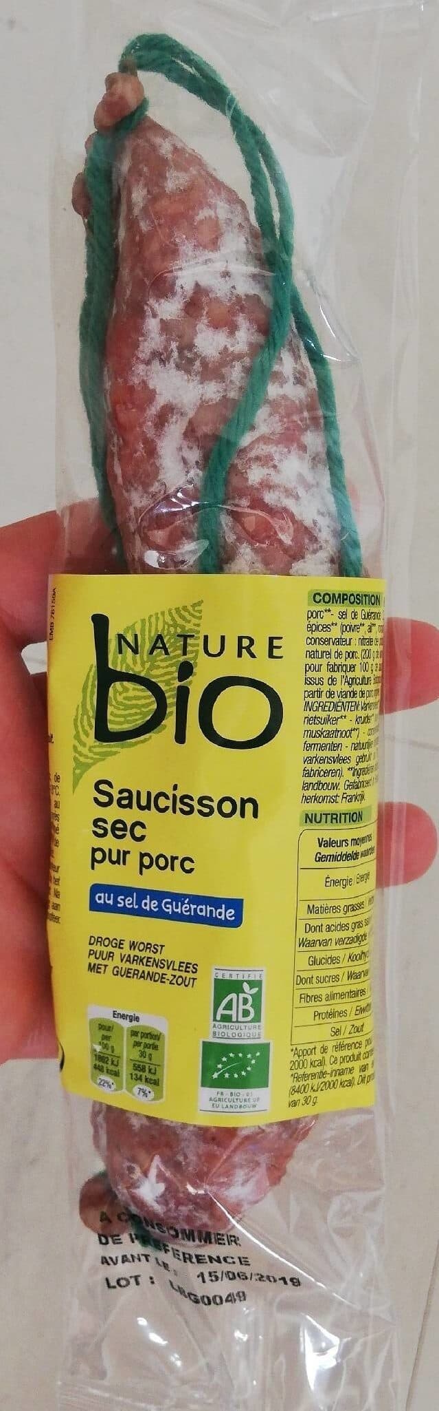 Nature bio Saucisson Sec Pur Porc packshot