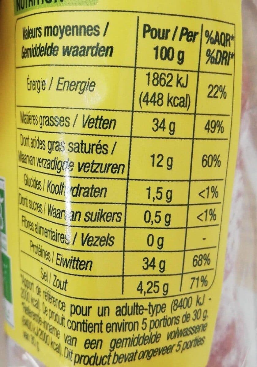 Nature bio Saucisson Sec Pur Porc packshot