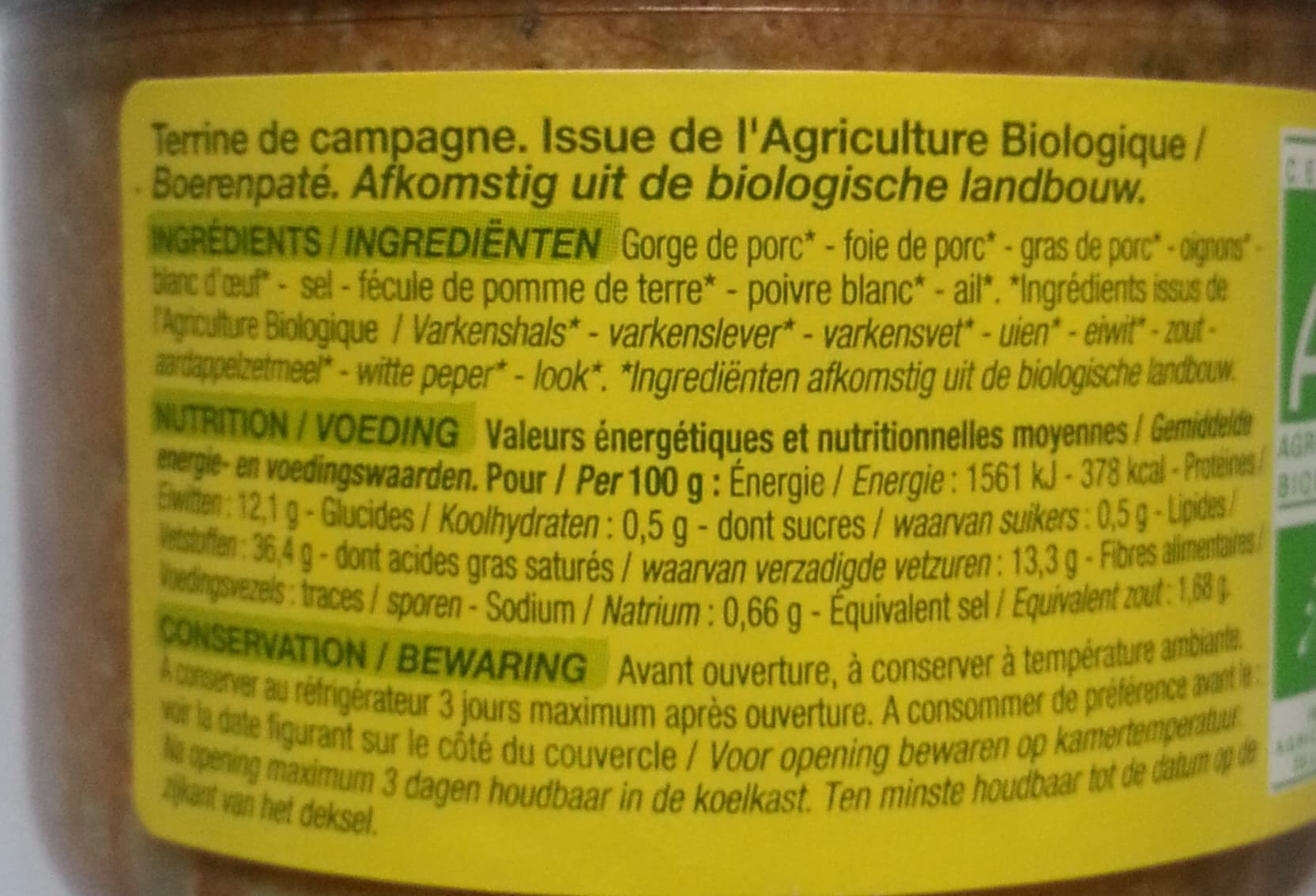 Cora Terrine de Campagne Bio packshot