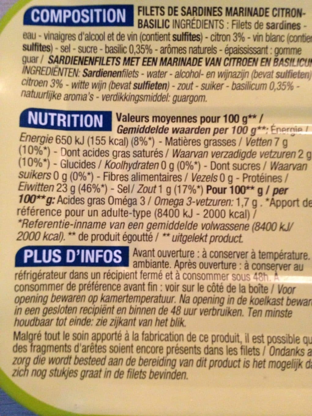 Cora Filets de Sardines Marinade Citron-Basilic packshot