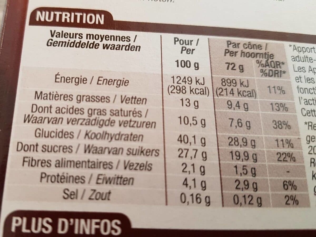 Cora Cônes Tout Chocolat, 6 Fois 120 Millilitres, Marque Cora packshot