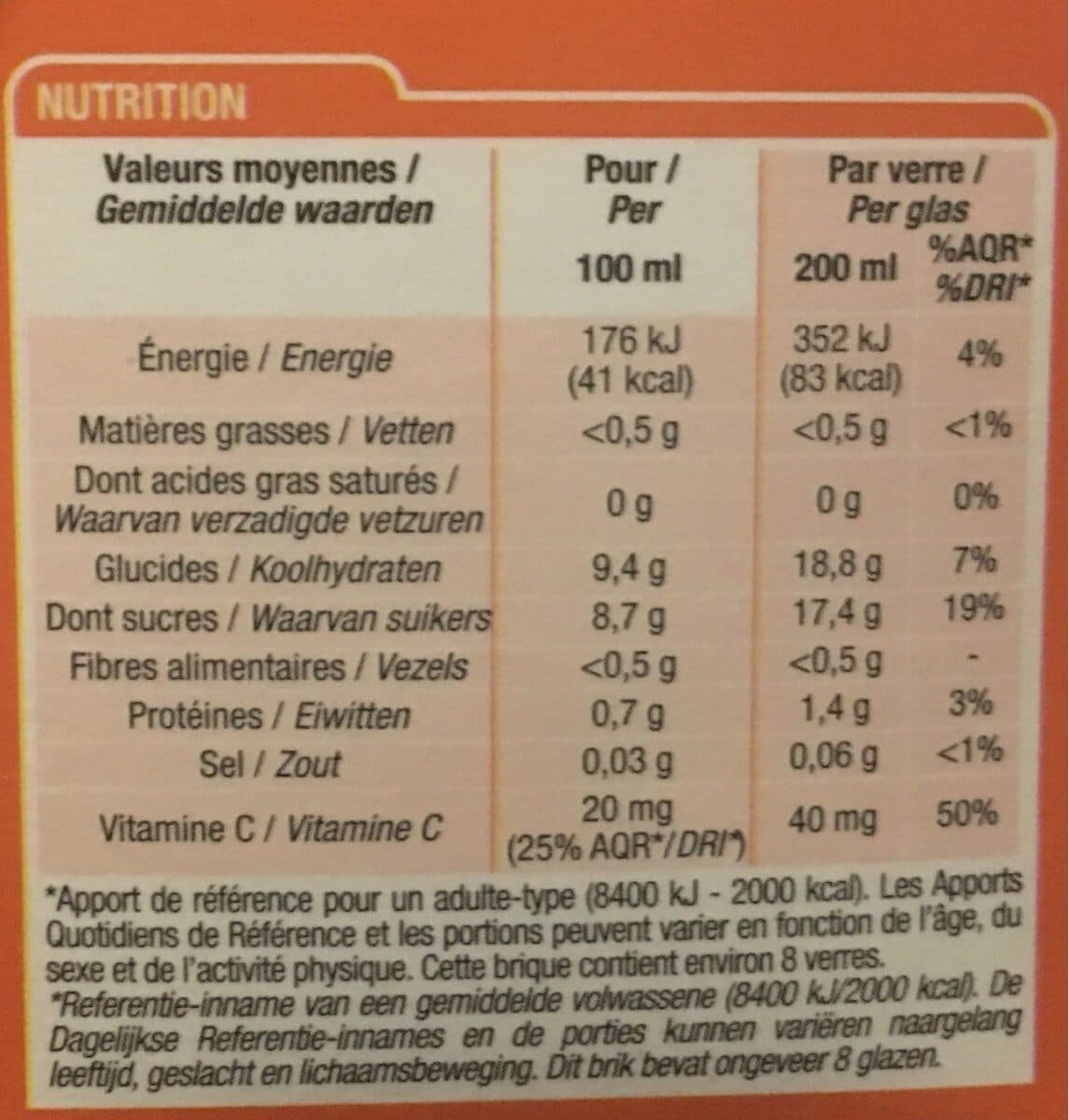 Cora Pur jus orange packshot