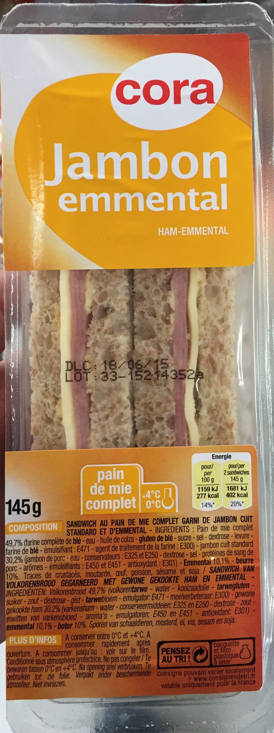 Cora Jambon Emmental packshot
