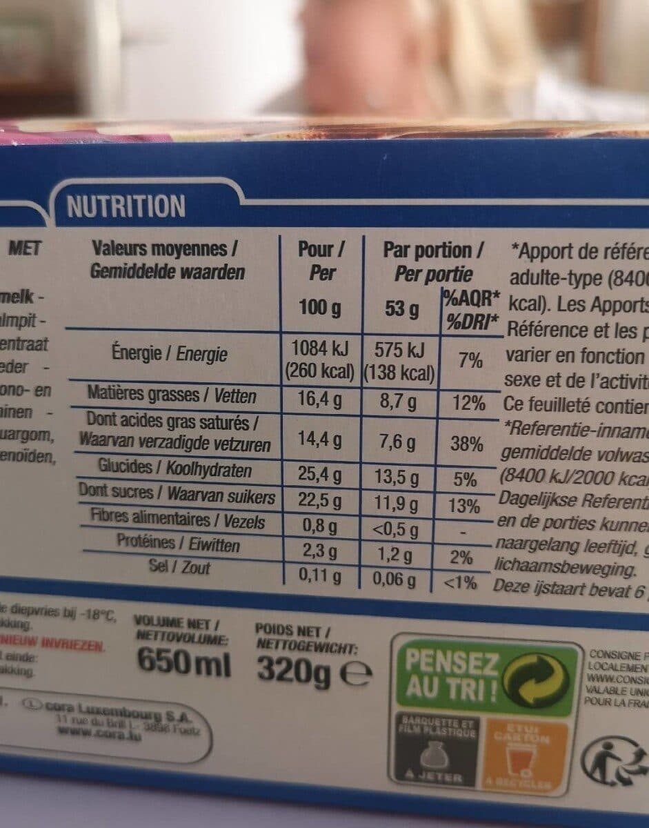Cora Dessert Glacé Vanille, 650 Millilitres, Marque Cora packshot