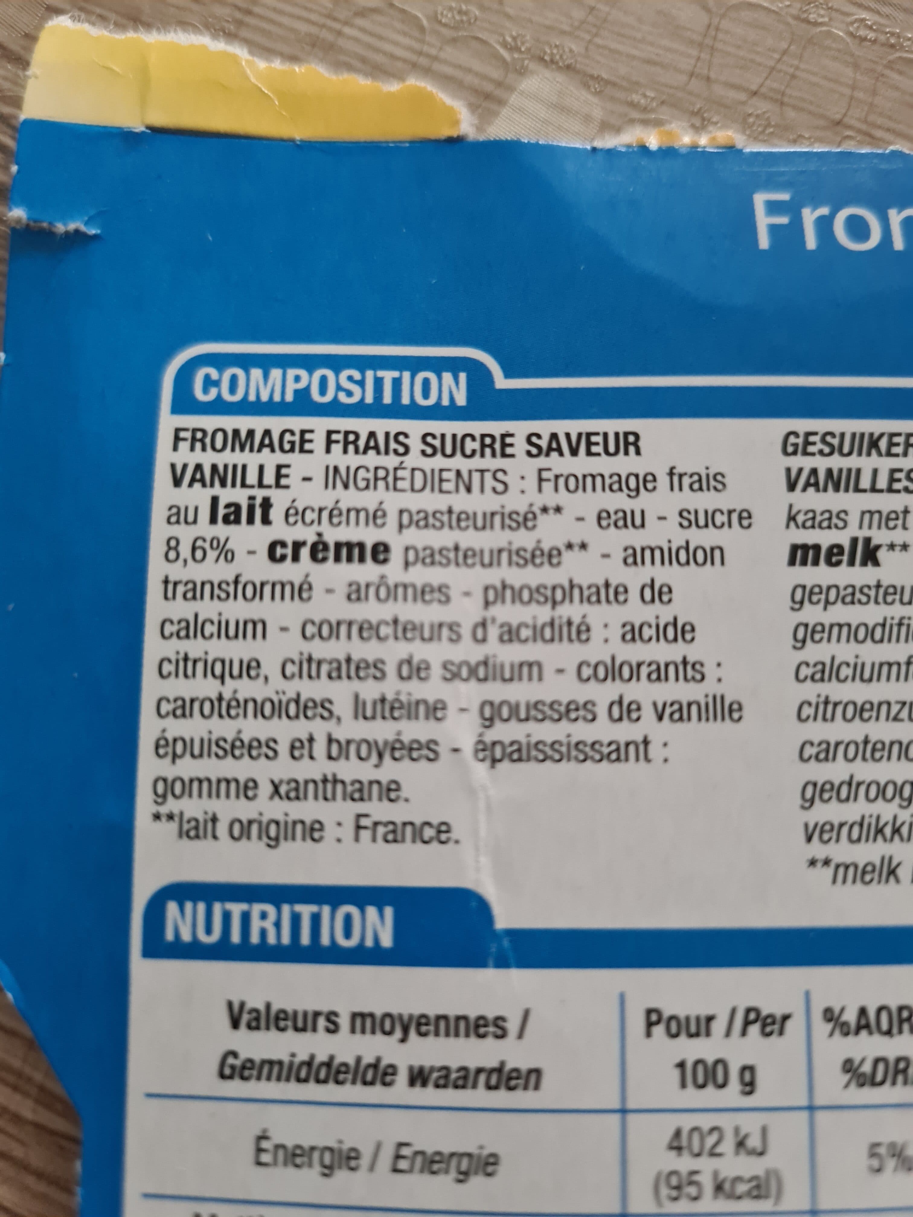 Cora Fromage Blanc Saveur Vanille packshot