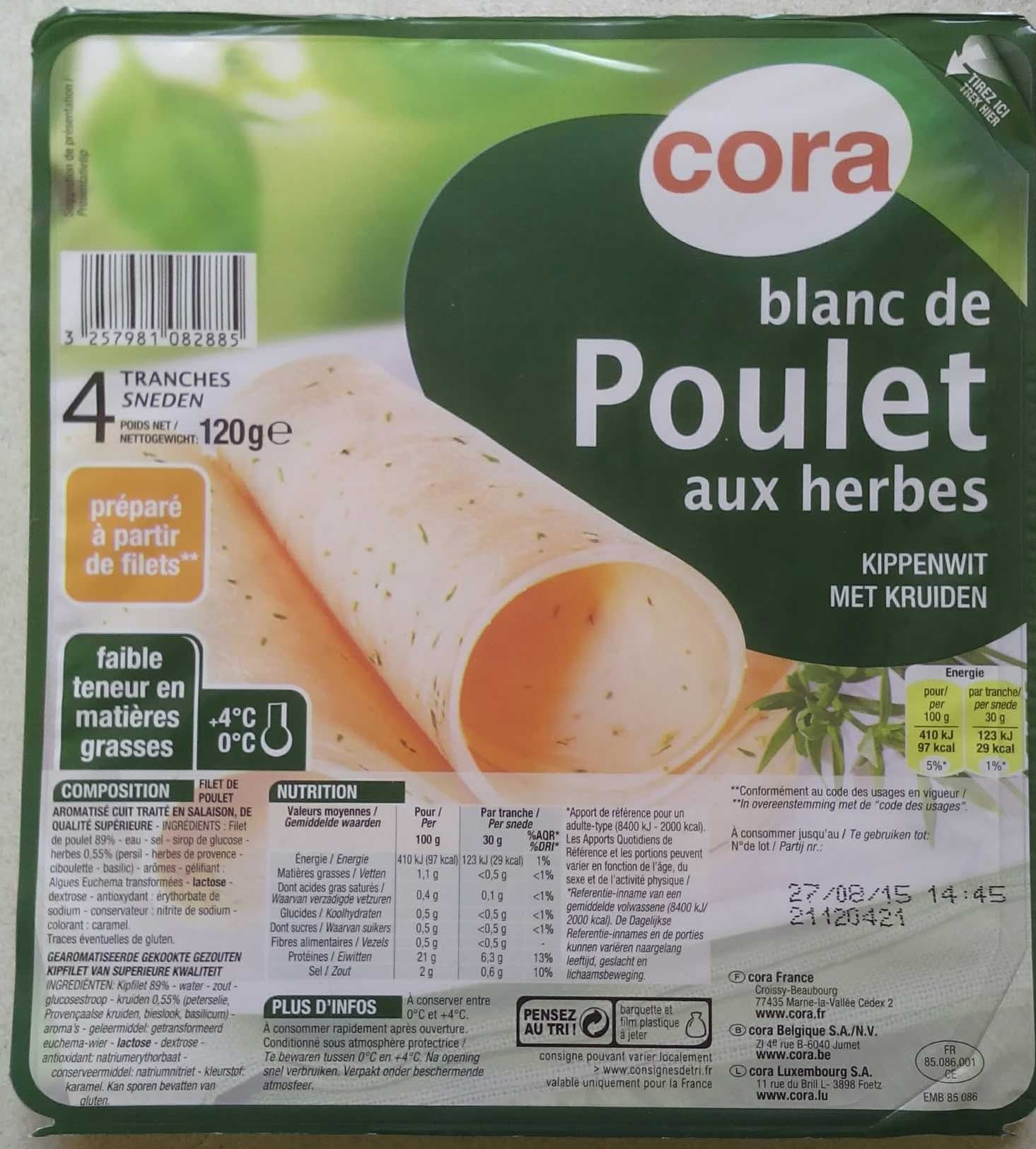Cora Blanc de poulet aux herbes packshot