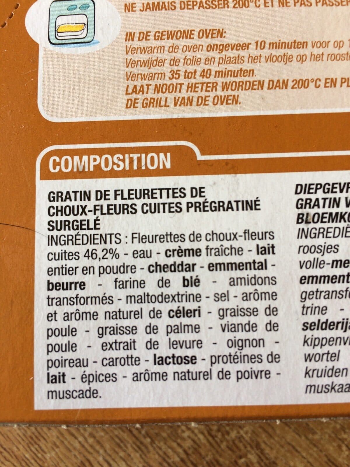 Open Food Facts Gratin De Choux Fleurs Pré Gratiné packshot