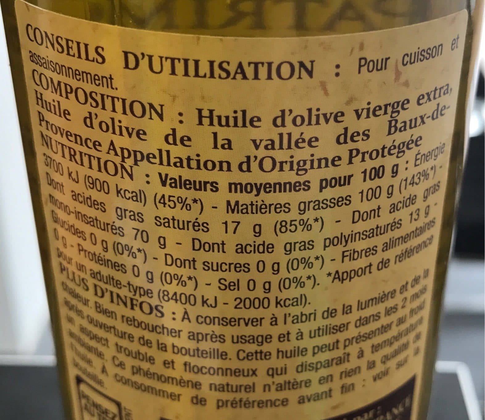 Nature bio Huile D'olive De La Vallée Des Baux De Provence AOP packshot