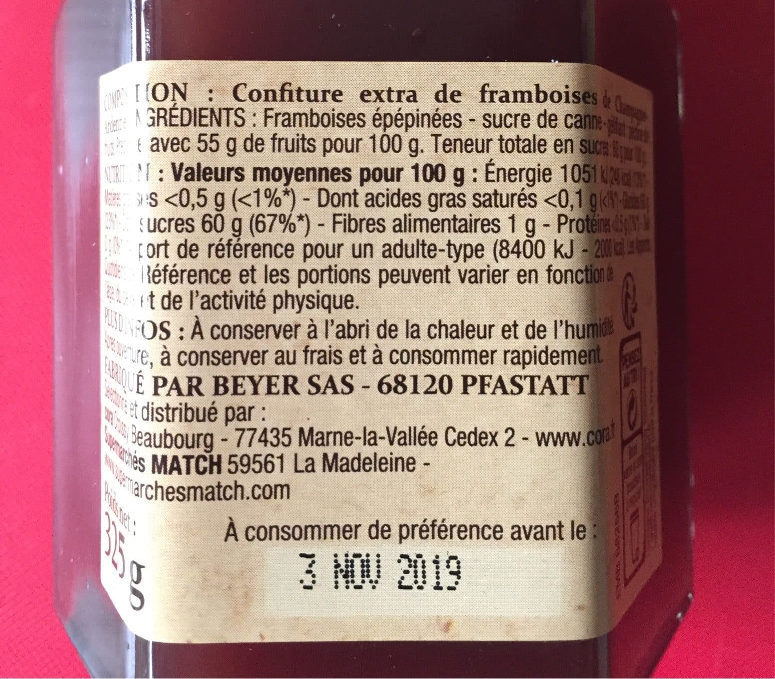 Patrimoine gourmand Confiture De Framboises épépinée (Sans Pépins) De Champagne-ardenne packshot