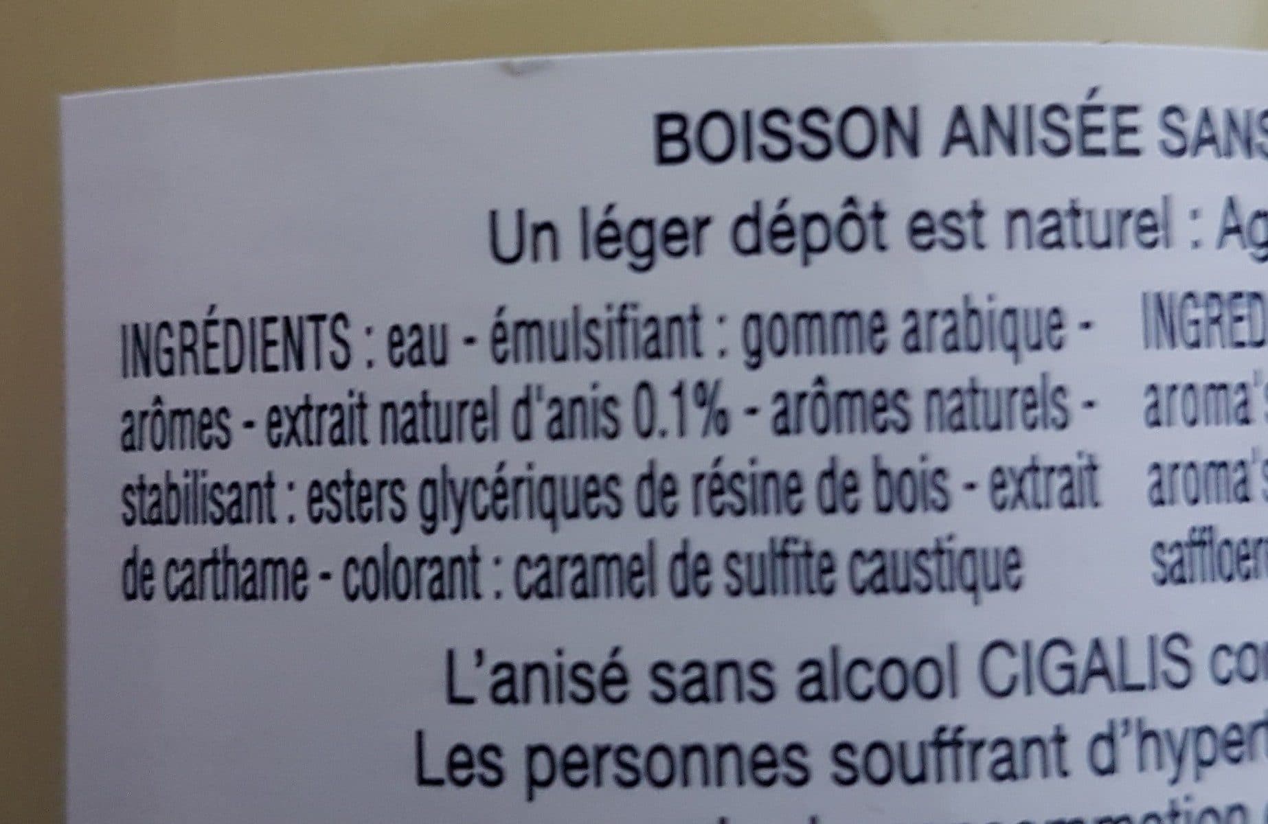 Cigalis Anisé Sans Alcool packshot